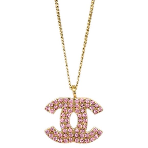 CHANEL Jewelry - Chanel CC Chain Pendant Necklace Rhinestone Gold 02P 152831